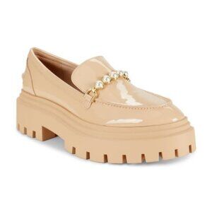 New Stuart Weitzman Perla Loafers Golden Beige Sz 8.5